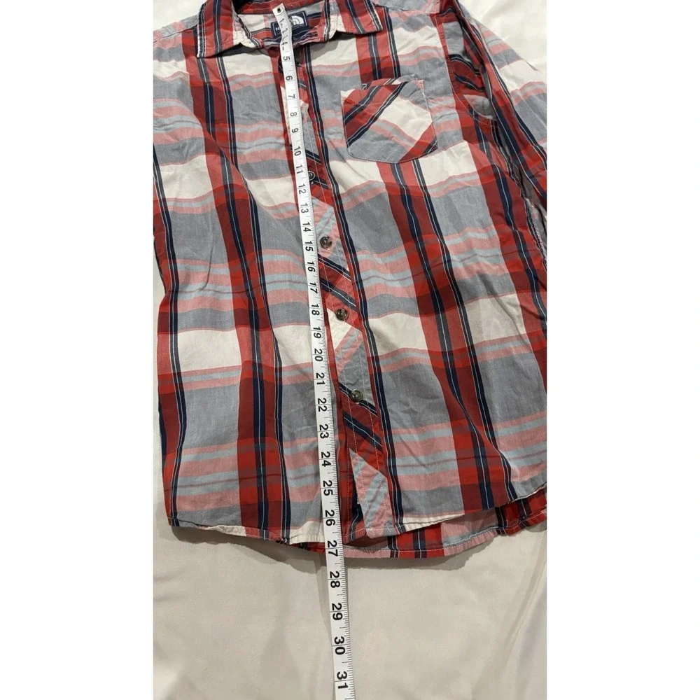The North Face 100% Cotton Red Plaid‎ Button Up Shirt Men's Size Small EUC